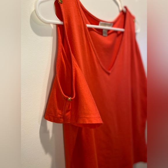 MICHAEL Michael Kors, Size M, Red/Orange, Cold Shoulder V-Neck Top - MINOR FLAW - Picture 10 of 12